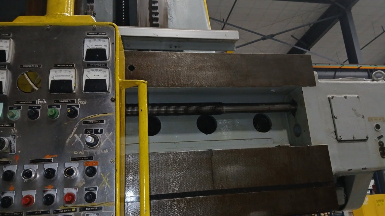 59" x 164" Kollman #MA-64, planer type mill, vertical & horizontal spindle, 157" table traverse, 16 spindle - Image 6