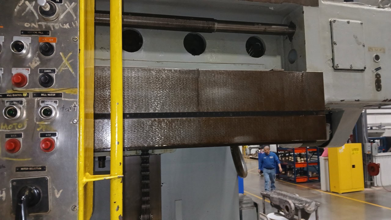 59" x 164" Kollman #MA-64, planer type mill, vertical & horizontal spindle, 157" table traverse, 16 spindle - Image 7