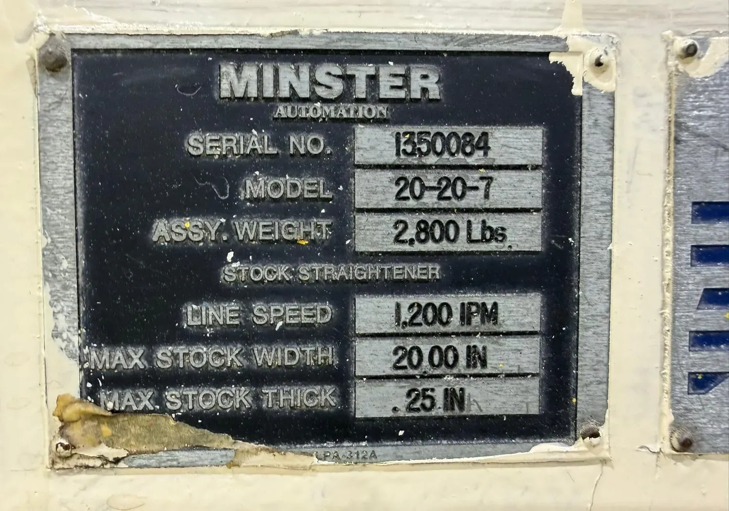 20" x .25" Minster, 7-Roll Coil Straightener, entry & exit pinch rolls w/ air lift, 1200 IPM line speed - Image 5