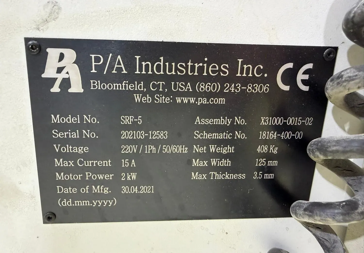 5" x .138" PA Industries, Servo Feeder, 3.55" feed roll diameter, 0.138" max. roll opening, pilot release, PA - Image 4
