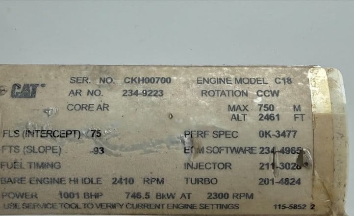 1,001 HP Caterpillar #C18, Marine Propulsion Diesel Engine Package, 2300 RPM, 7.2" stroke, 5.7" bore, twin - Image 3