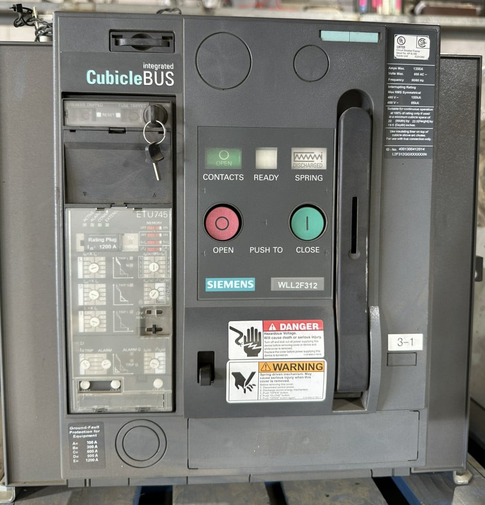 Siemens / Cubicle Bus, 1200A Frame, 3-Pole Draw-Out Air Circuit Breaker, 600V, Electronic Trip Unit - Image 6