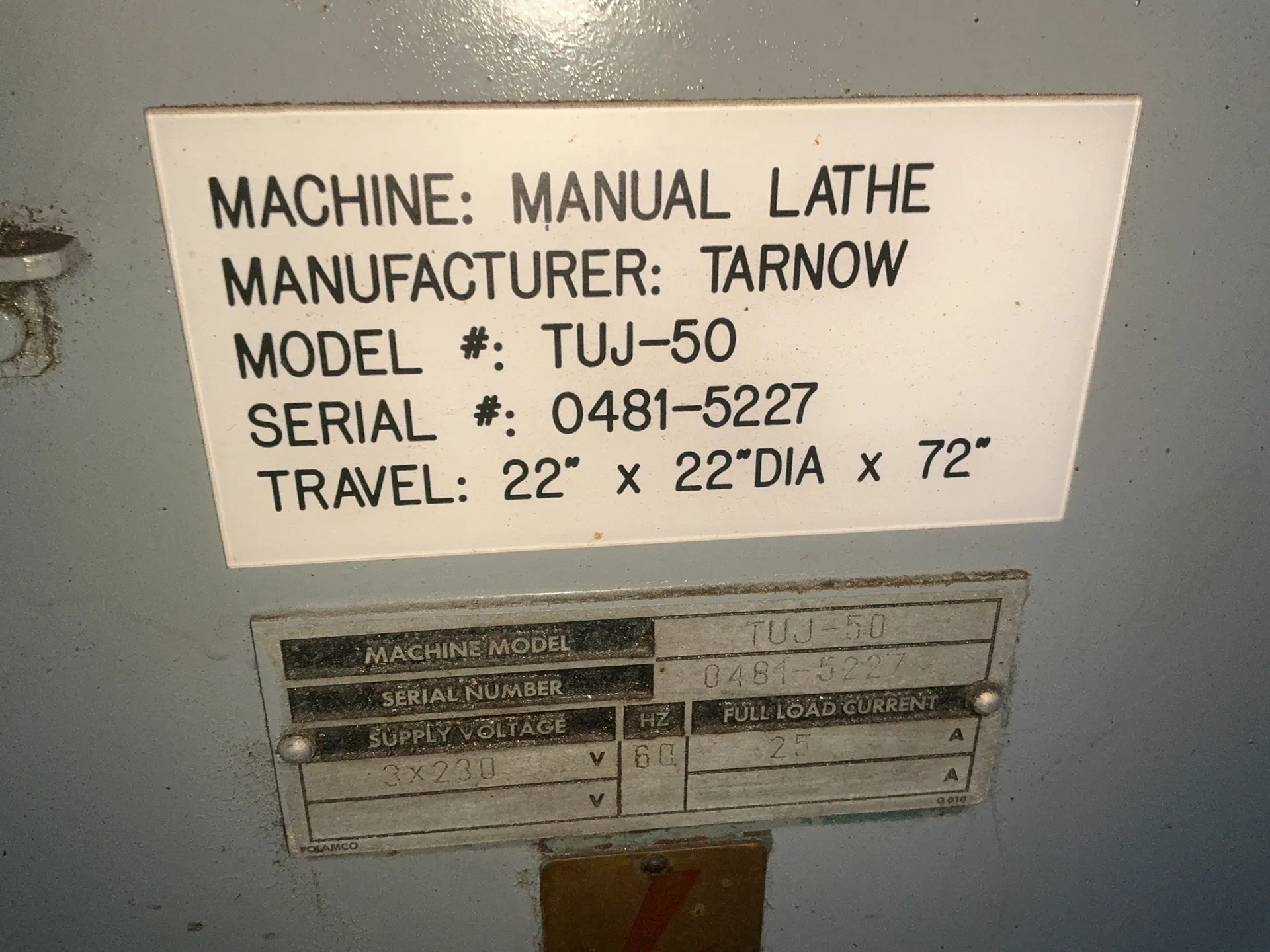 22" x 80" Tarnow #TUJ-50, engine lathe, 12" 3-jaw chuck, 2" bore, tailstock, tool post, compound rest - Image 4