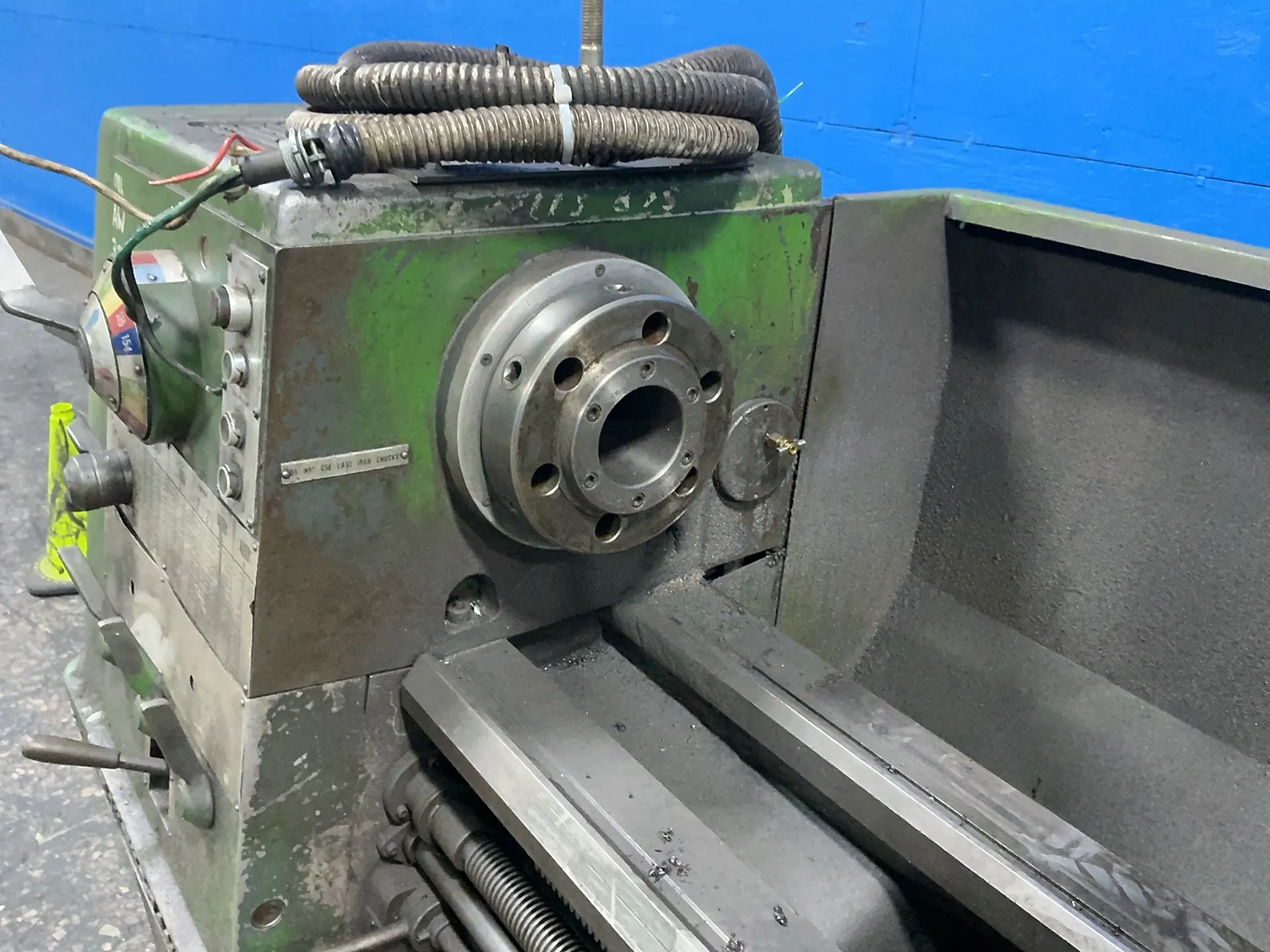 17" x 87" Clausing Colchester, engine lathe, no chuck, steady rest, tool post, tailstock, 3.25" bore, 10 HP - Image 6