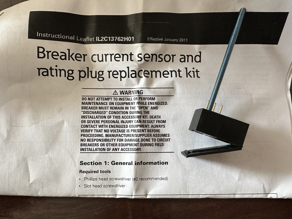 Cutler-Hammer 3200A, Breaker Current Sensor and Rating Plug Kit, New In Box w/ Instructions - Image 3