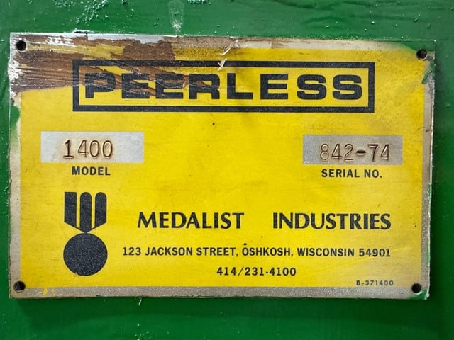 14" Peerless #Accumatic-1400, Horizontal Band Saw, 144" x 1" blade, 300 RPM, hydraulic clamping, automatic - Image 8