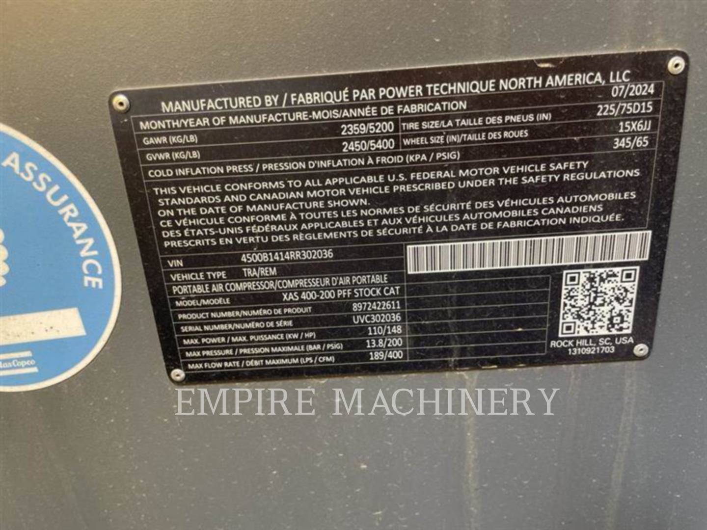 Atlas-Copco XAS400CD, 1067 hours, S/N: UVC302036, 2024 - Image 5