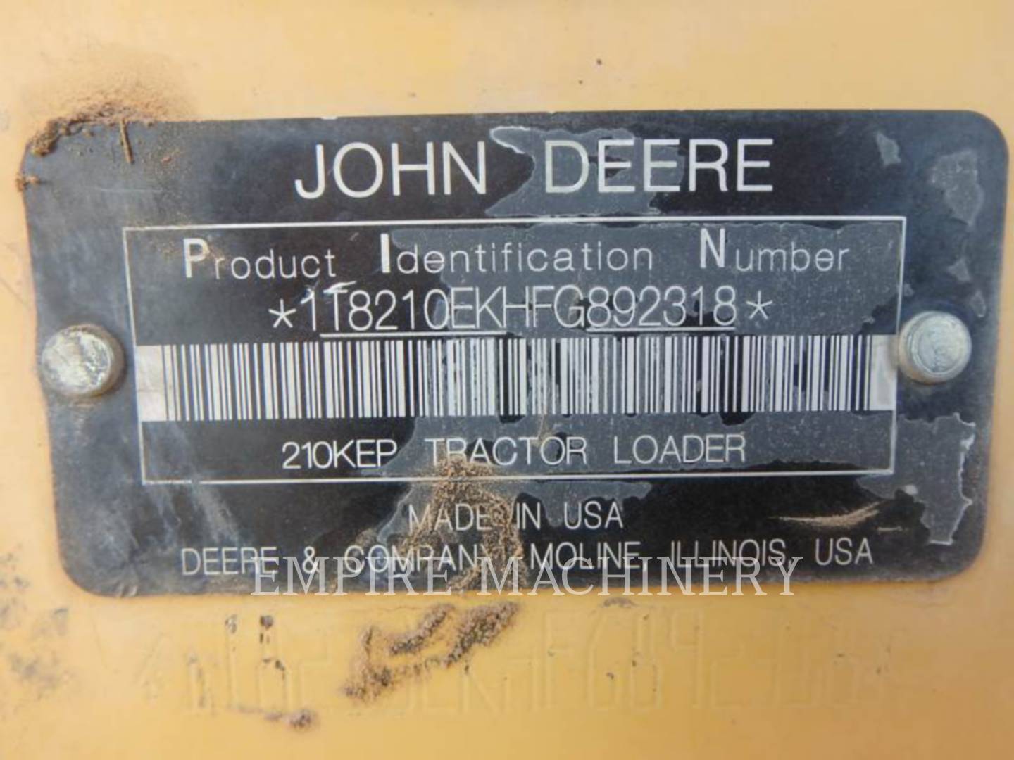 John Deere 210K Electric Products, 5160 hours, S/N: 1T8210EKHFG892318, 2014 - Image 2