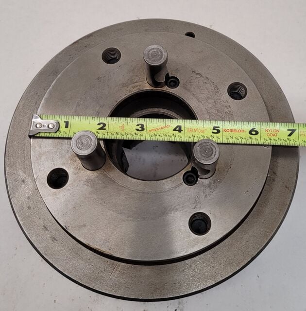 8" Buck #1308, 4-jaw lathe chuck, D1-4 Camlock back, 2" thru hole, 1800 RPM, w/ chuck key - Image 9