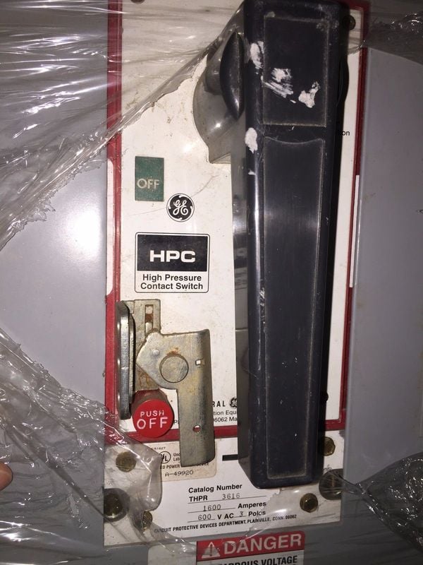 1600 Amp. General Electric High Pressure Contact Switch, THPR3616 - Image 2