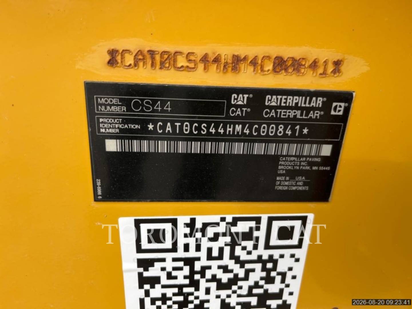 Caterpillar CS44, Compactor, 3305 hours, S/N: M4C00841, 2015 - Image 6