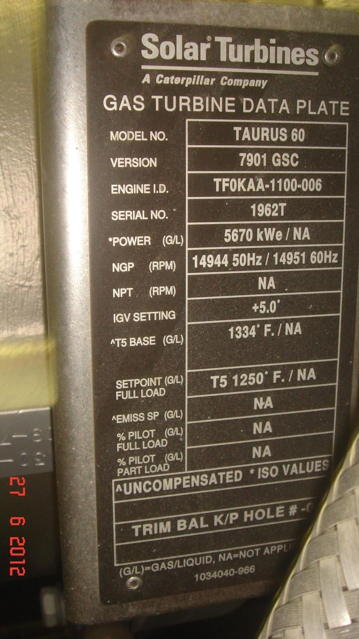 Caterpillar #Taurus-60, 5670 KWe, 50/60 Hz (switchable), 22000 hours, 2010 - Image 5