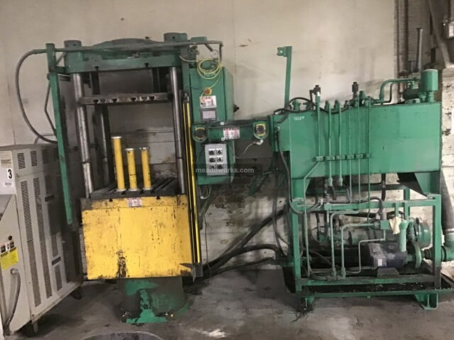 206 Ton, Lawton, 4-Post Up-Acting Hydraulic Press, 18" stroke, 28.5" x 24" bed, 14.5" bore, 2500 psi - Image 2