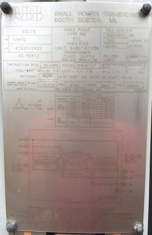 5000/5600/7000 kVA, 12470 Delta Primary, 4160/2402 WYE Secondary, ABB Substation - Image 1