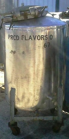 125 gallon Lee, Stainless Steel tank, portable on wheels, 32" dia. x 36" straight side, top manway for easy - Image 1