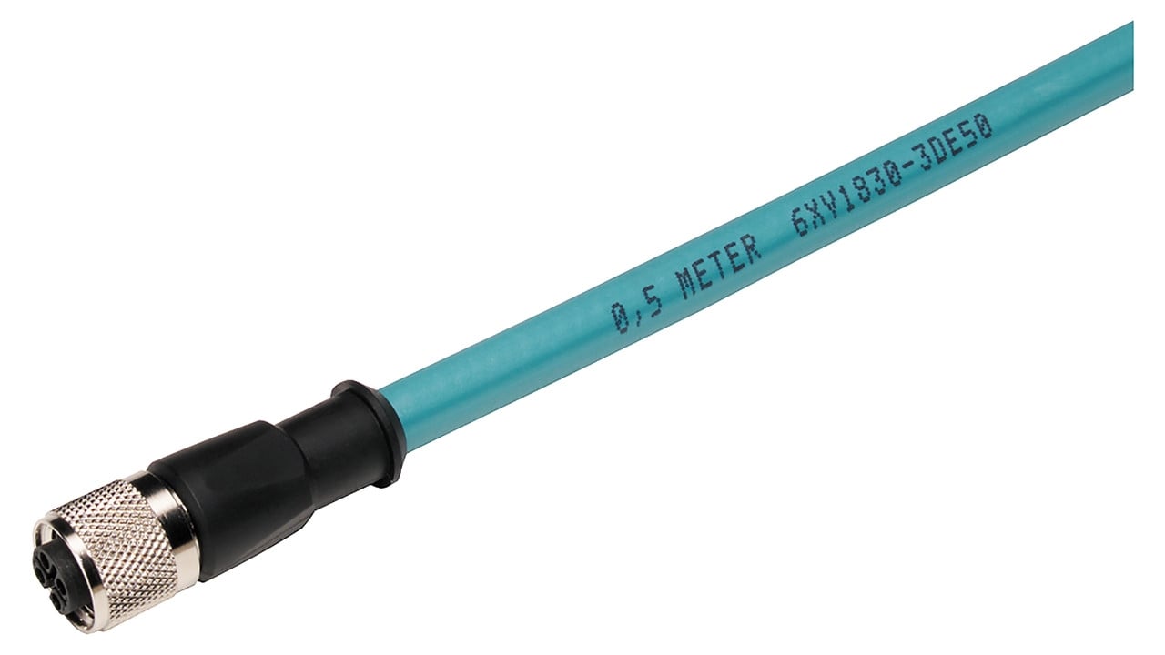Siemens 6XV1830-3DN10 Profibus M12 Plug-In Cable for ET 200 PLC, 10M Length, NEW - Image 1