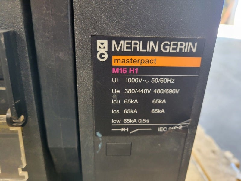 1600 Amps, Merlin Gerin, M16H1, 3-Pole Masterpact Air Circuit Breaker, STR 58 U trip, 65 kA, draw-out - Image 2