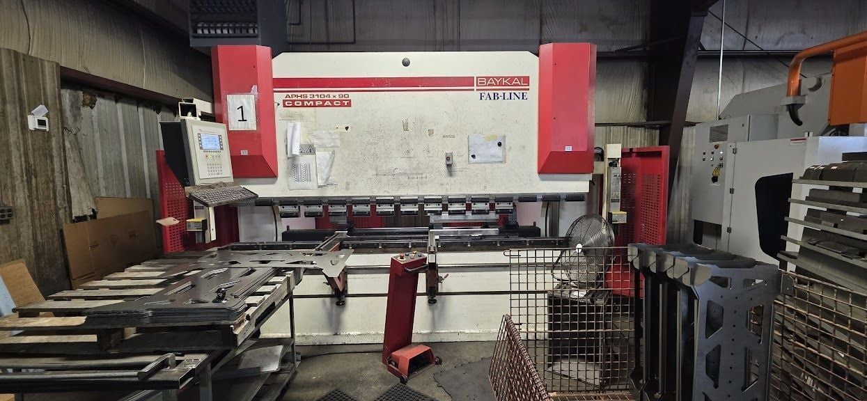 100 Ton, Baykal #APHS-3104x90, 4-Axis CNC Hydraulic Press Brake, 10' bending length, 102" between housings - Image 1