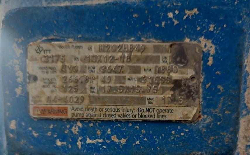 10x12-18 Goulds #3175M, Centrifugal Pump, 316SS - Image 5