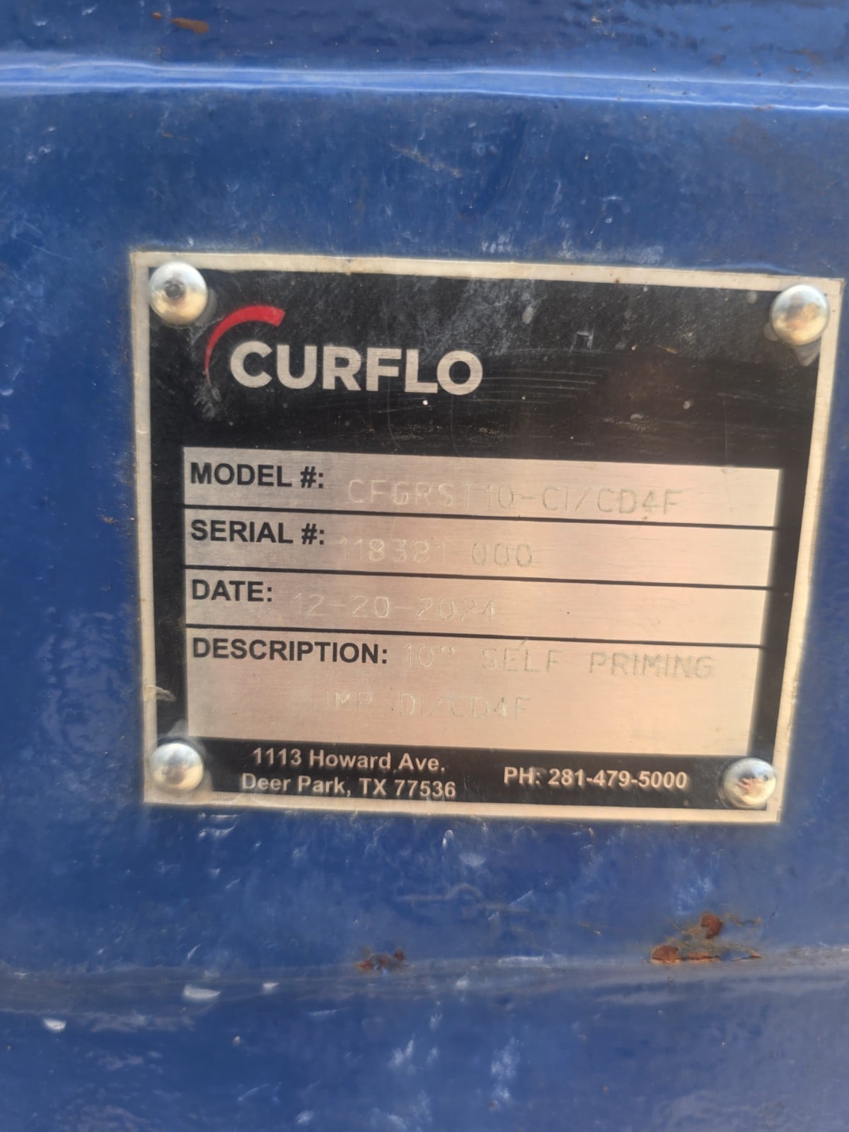 10" Curflo #CFGRST10-CI, Self Priming Centrifugal Pump, CD4MCu Duplex - Image 7