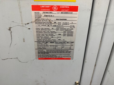 General Electric #CR194A148F2, limitamp motor motor cont, 4160 Volts - Image 6
