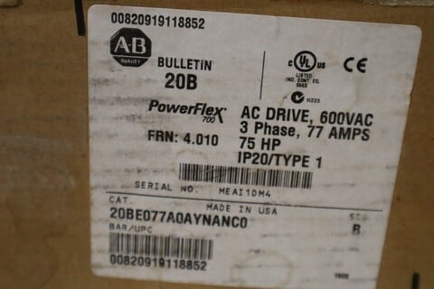 75 HP Allen-Bradley #20BE077A0AYNANC0, powerflex 700 variable frequency dr, 600 Volts, NEW - Image 2