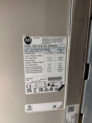 40 HP Allen-Bradley #20G1ANE042JA0NNNNN, powerflex 755 variable frequency dr, 600 Volts - Image 3