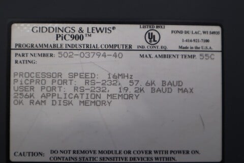 Giddings & Lewis #502-03794-40, PIC900 Programmable PLC - Image 4