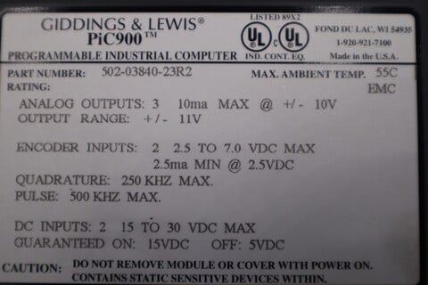 Giddings & Lewis #502-03840-23R2, PIC900 Programmable PLC, NEW - Image 5