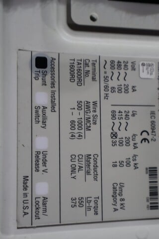 Eaton #RDC816T88WP02SS29Y01, Air Circuit Breaker, NEW - Image 2