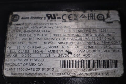 Allen-Bradley #MPL-B4540F-MJ74AA, Servo Motor, NEW - Image 4