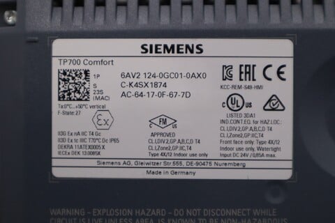 Siemens 6AV2 124-0GC01-0AX0 Comfort Operator Interface Panel NEVER USED #H988 - Image 2