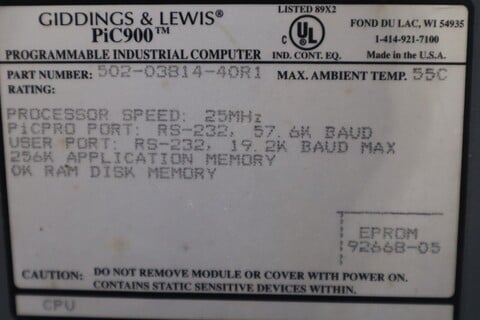Giddings & Lewis PiC900 CPU Module 502-03814-40R1 STOCK 3808 - Image 5
