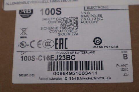 New allen bradley 100sc16ej23bc safety contactor 100s-c 16 amp stock 5624 - Image 1