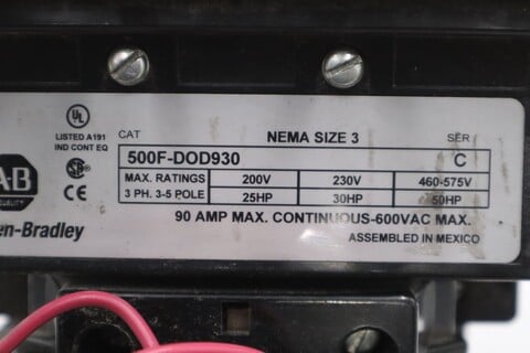Ab allen bradley 500f-dod930 ser. a 120v contactor stk cc190 - Image 2