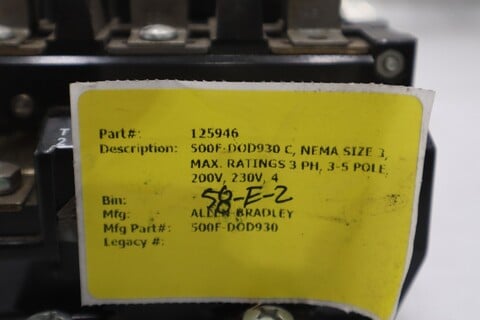 Ab allen bradley 500f-dod930 ser. a 120v contactor stk cc190 - Image 3