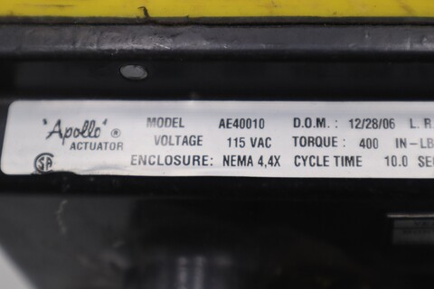 Apollo ae40010 actuator 115vac nema 4 torque 400 in-lbs stock 3452-a - Image 2