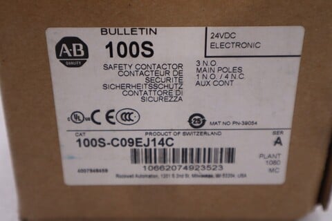 New allen bradley 100s-c09ej14c ser. a 24vdc safety contactor stock h211a - Image 2