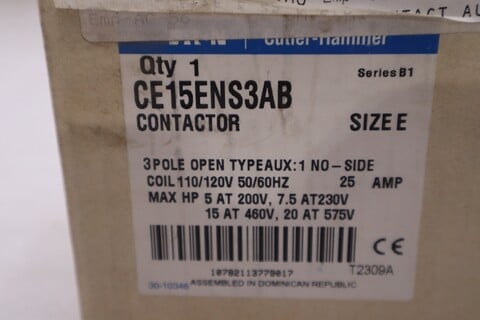 Eaton CE15ENS3AB Contactor - Size E - 3 Pole - 110/120V 50/60Hz - STK GF537A - Image 1