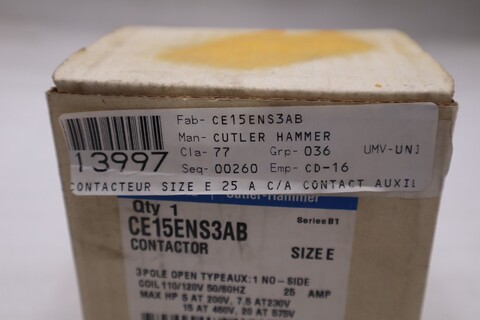 Eaton CE15ENS3AB Contactor - Size E - 3 Pole - 110/120V 50/60Hz - STK GF537A - Image 3