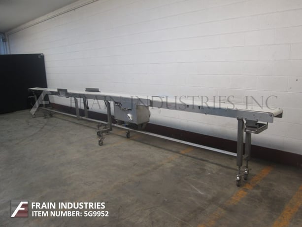 10" wide x 23.9' long, Keenline, Stainless Steel conveyor, neoprene belt, 32"-35" infeed/discharge range, 3/4 - Image 1