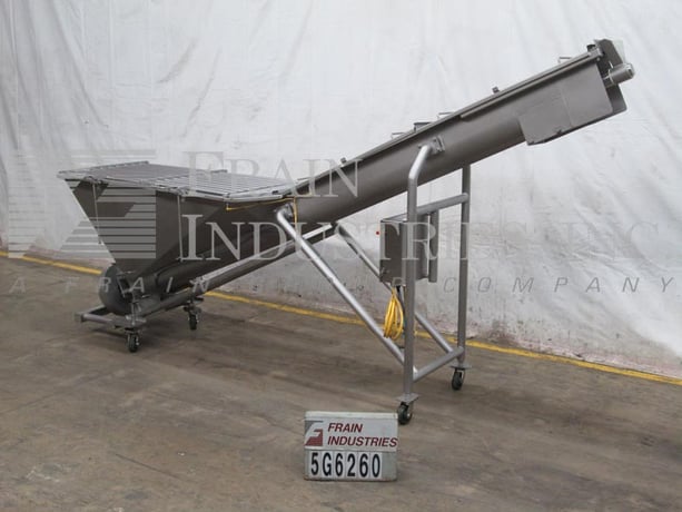 10" diameter x 12.6' long, Cozzini #CSC1014, 304 Stainless Steel, portable incline screw conveyor - Image 5