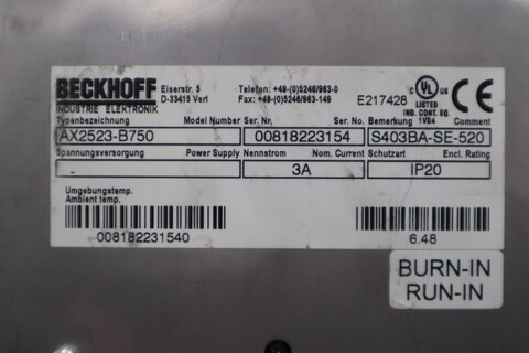Beckhoff AX2523-B750 Servo Drive STOCK 3429-D - Image 4