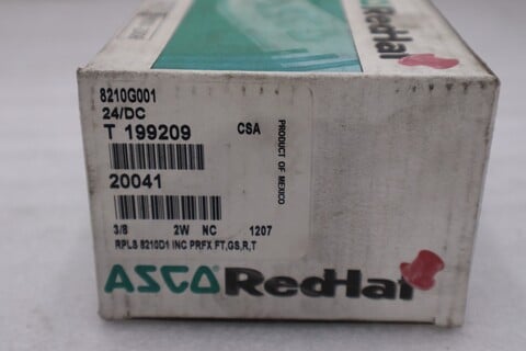 ASCO 8210G001 Red-Hat 3/8" 24VDC Brass Solenoid Valve - STOCK GF627 - Image 1