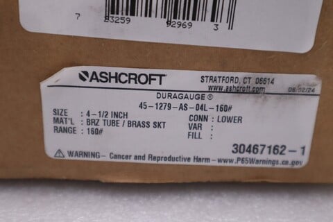 NEW OPEN BOX Ashcroft 45-1279-AS-04L-160# Pressure Gauge 4.5" STOCK GF1370 - Image 2