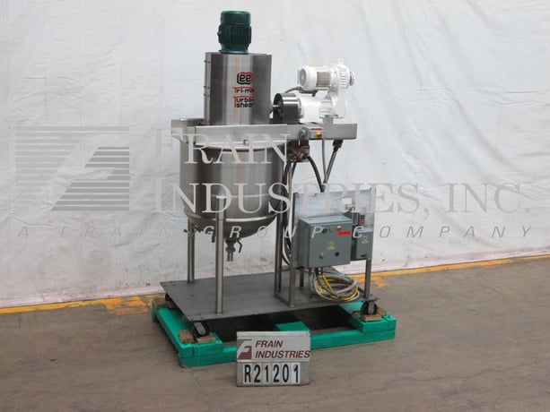 60 gallon Lee #60D12T, portable 316 Stainless Steel Tri-mix kettle, 90 psi, jacketed, 32" diameter x 30" deep - Image 1