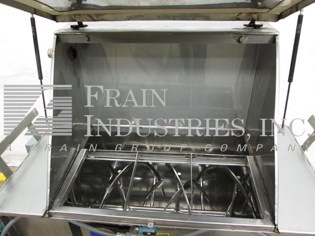 25 cu.ft. Ross #42N-25, 304 Stainless Steel, double ribbon blender w/bag break station with lid, 4" bottom - Image 2