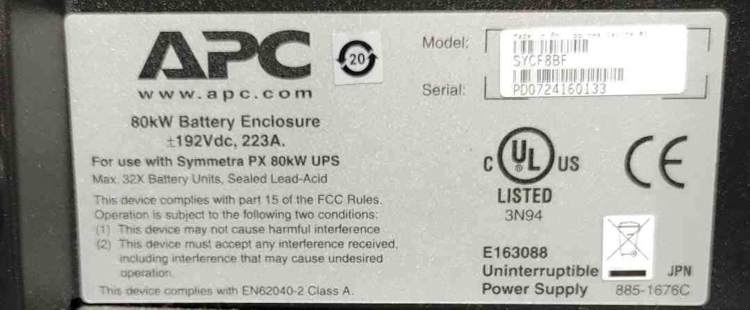 80.0 KVA APC Symmetra PX #SYCF80KF, uninterruptible power supplies system, 80 KW, 208 Volts, 3 phase, w/ - Image 7