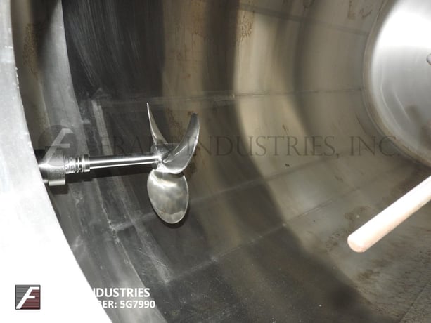 1500 gallon Cherry Burrell #CH, 304 Stainless Steel horizontal tank, 66" diameter x 100" straight wall, dish - Image 2