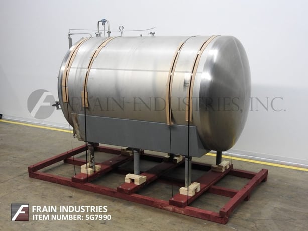 1500 gallon Cherry Burrell #CH, 304 Stainless Steel horizontal tank, 66" diameter x 100" straight wall, dish - Image 5